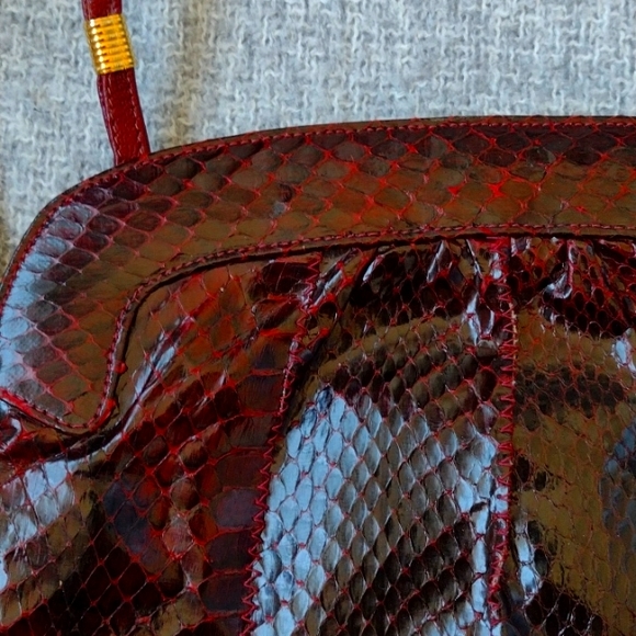 FOURNIER VINTAGE BAG IN SNAKE EMBOSSED LEATHER - Picture 2 of 3